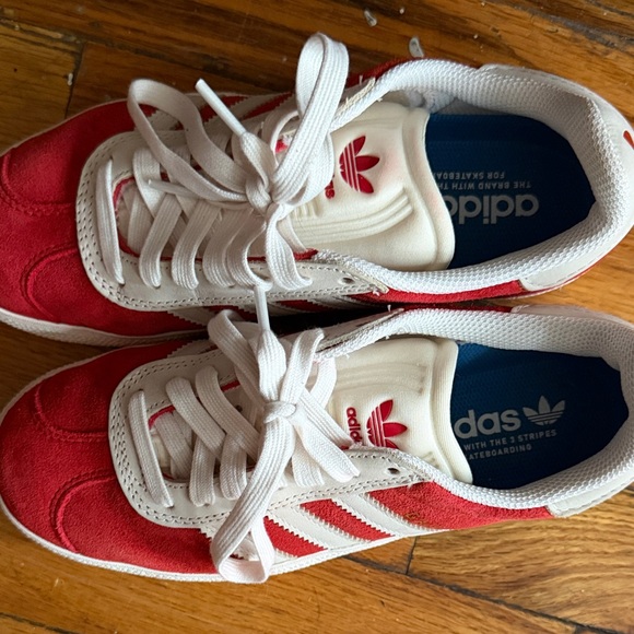 Adidas Red and White Women's Gazelle Sneakers - Picture 4 of 6